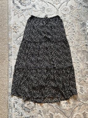 Sara Michelle Black and White Polka Dot Maxi Skirt